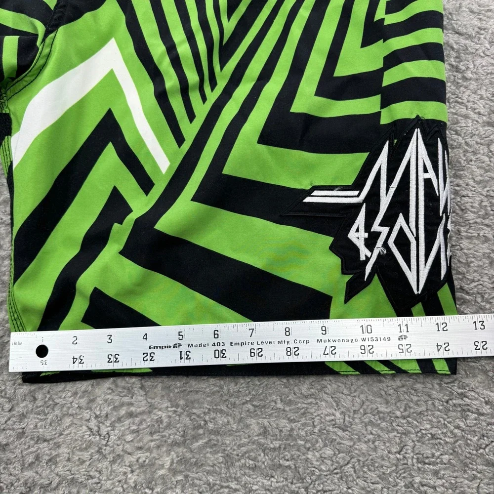 Maui and Sons Mens Size 36 Green Black Geometric Dazzle Board Shorts Swim Trunks